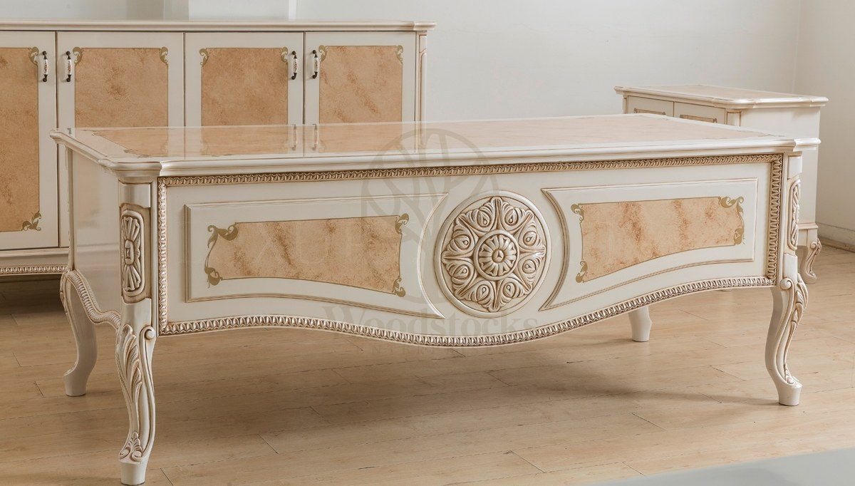 Royal Rozena Hand Carved Teak Office Table, Saharanpur, view 2