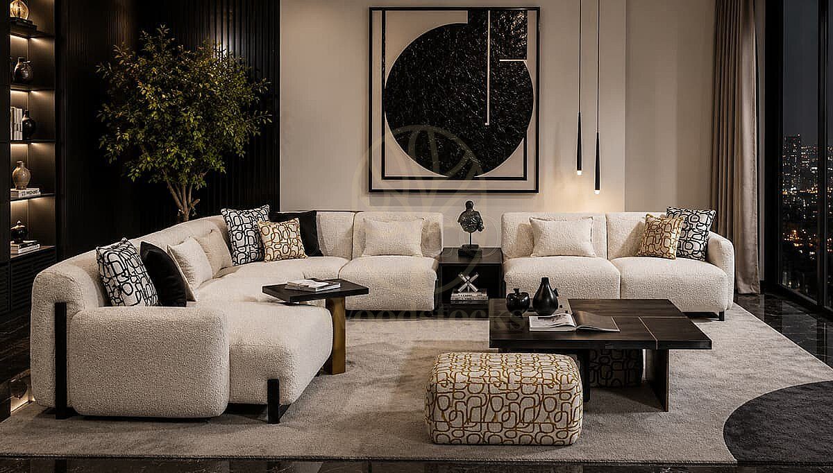 Luxury Cortina Handcrafted Teak L-Shape Sofa II, Saharanpur, L Shape Sofa
