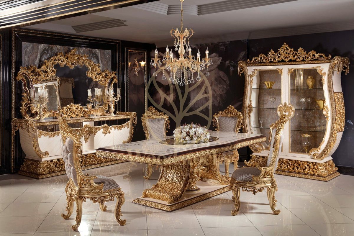 Teak Sovereign Antique Gold Dining Set, Dining Table