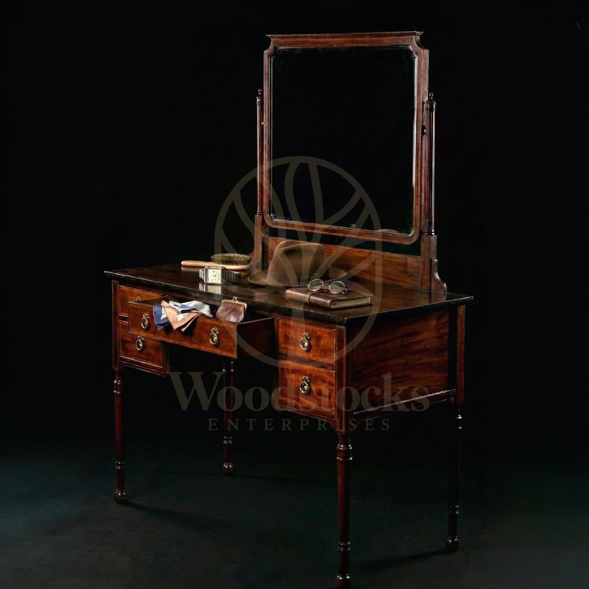 Luxury Teak Devonshire Georgian Swing-Glass Dressing Stand, Saharanpur, view 2