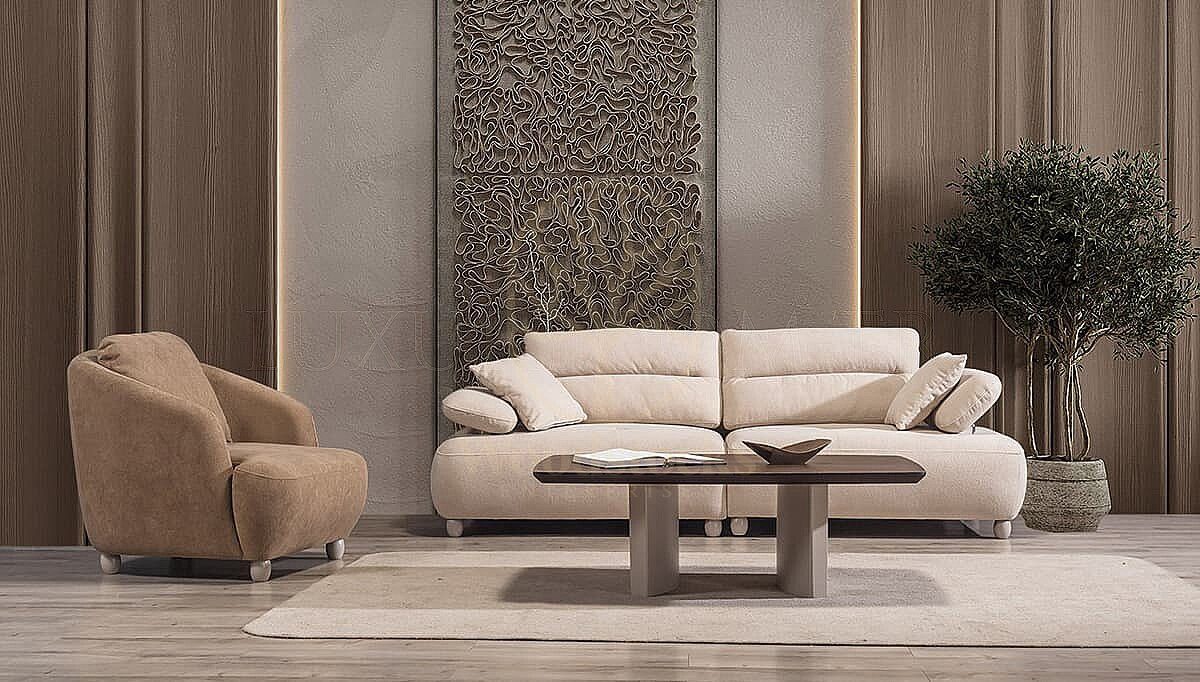 Luxury Norvella Beige Handcrafted Teak Sofa Set, Saharanpur, view 2