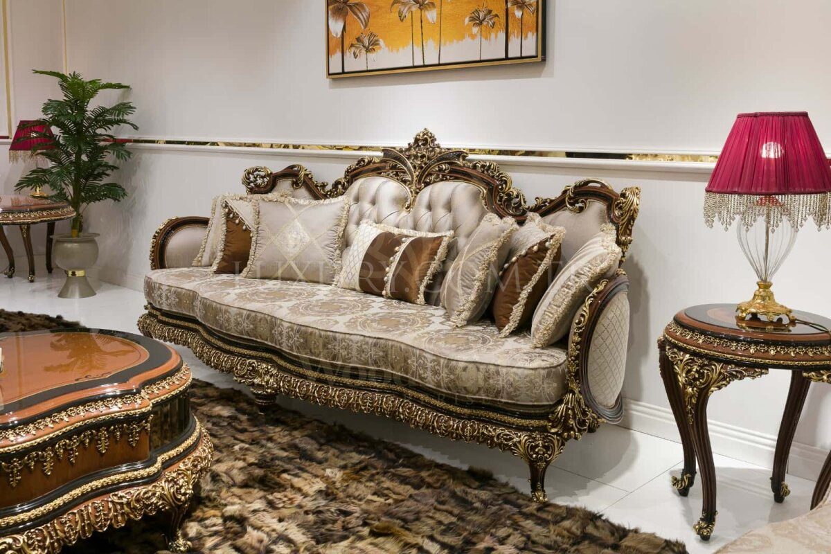 Royal Lotusa Hand Carved Teak Sofa Set IV, Saharanpur, view 2