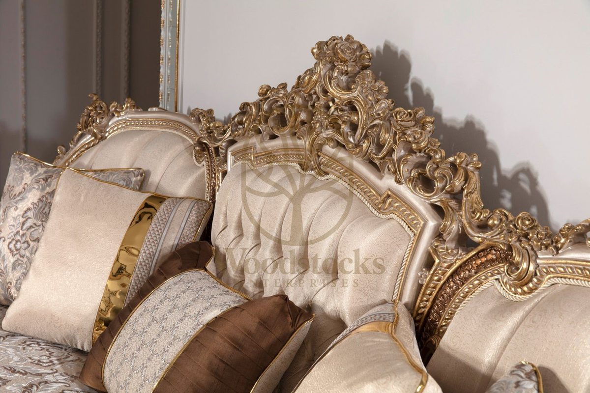Teak Sovereign Light Brown Damask Sofa Set, view 8