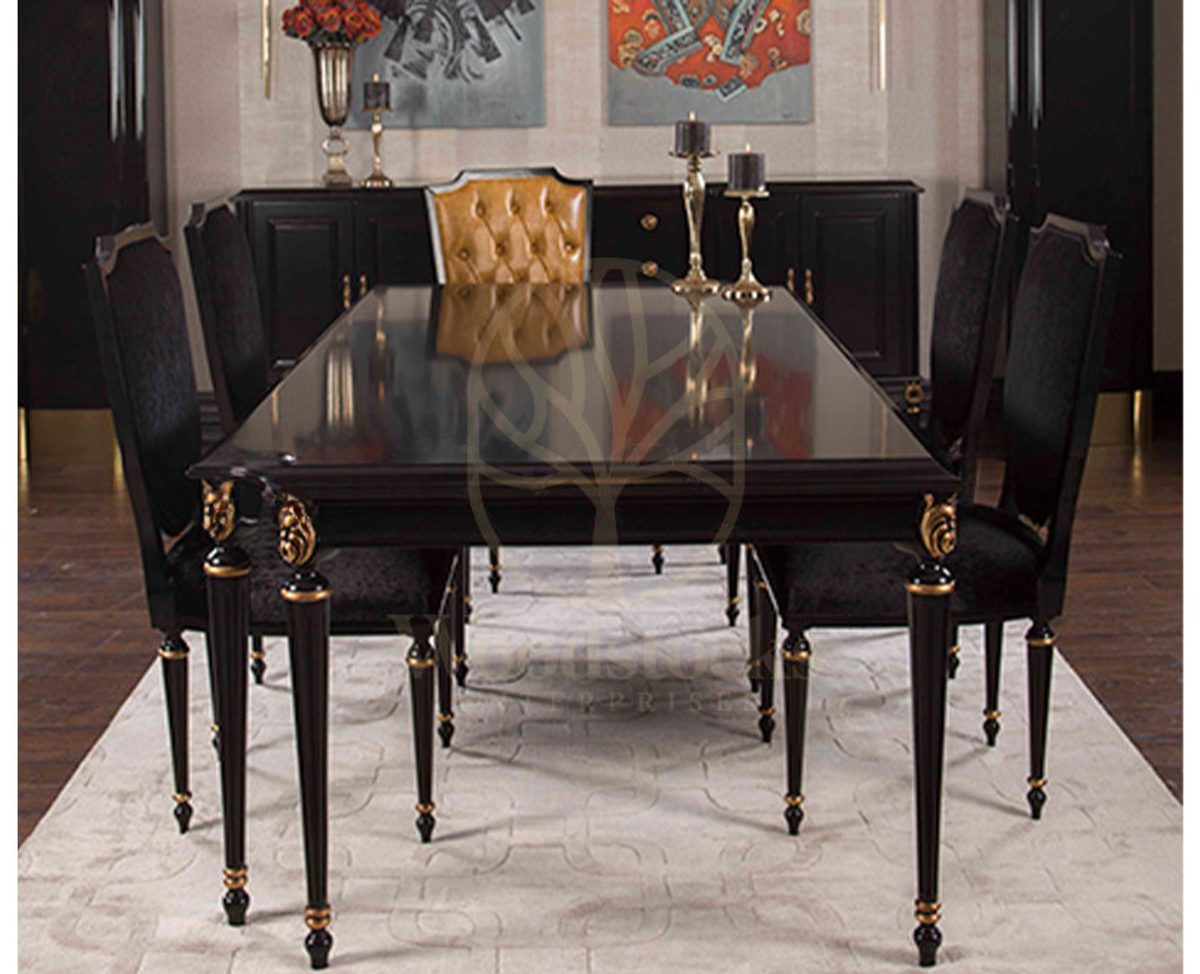 Luxury Hecuba Art Deco Handcrafted Teak Dining Table Set, Saharanpur, view 9