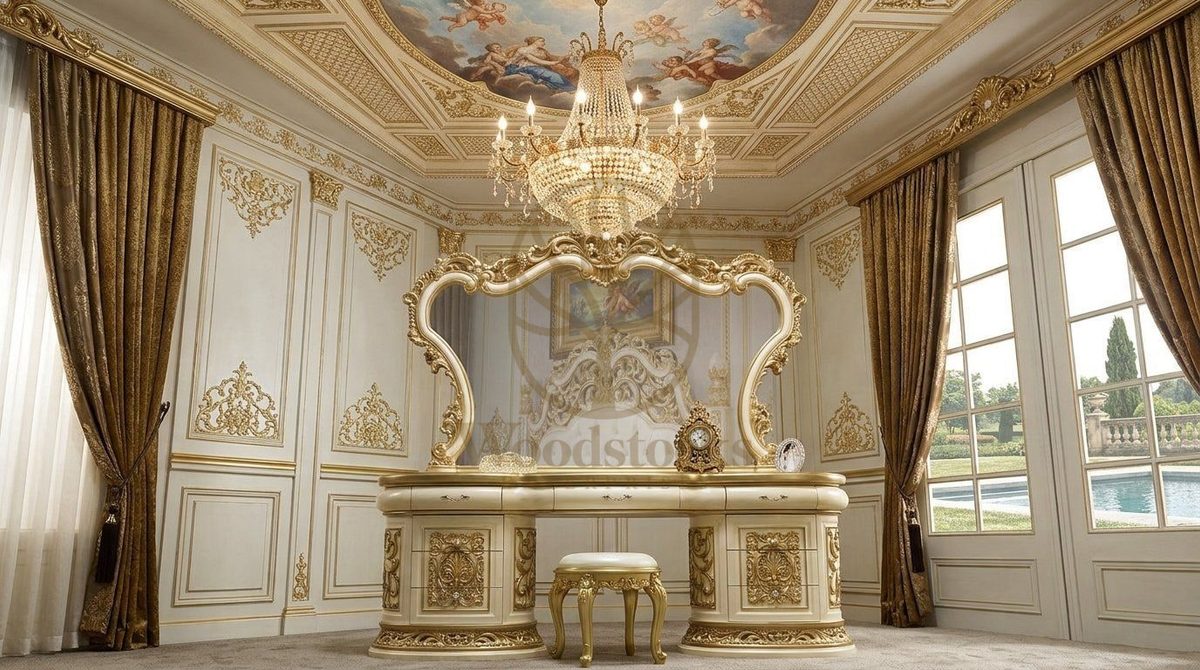 Teak Ornate Gold Dressing Table III, view 5