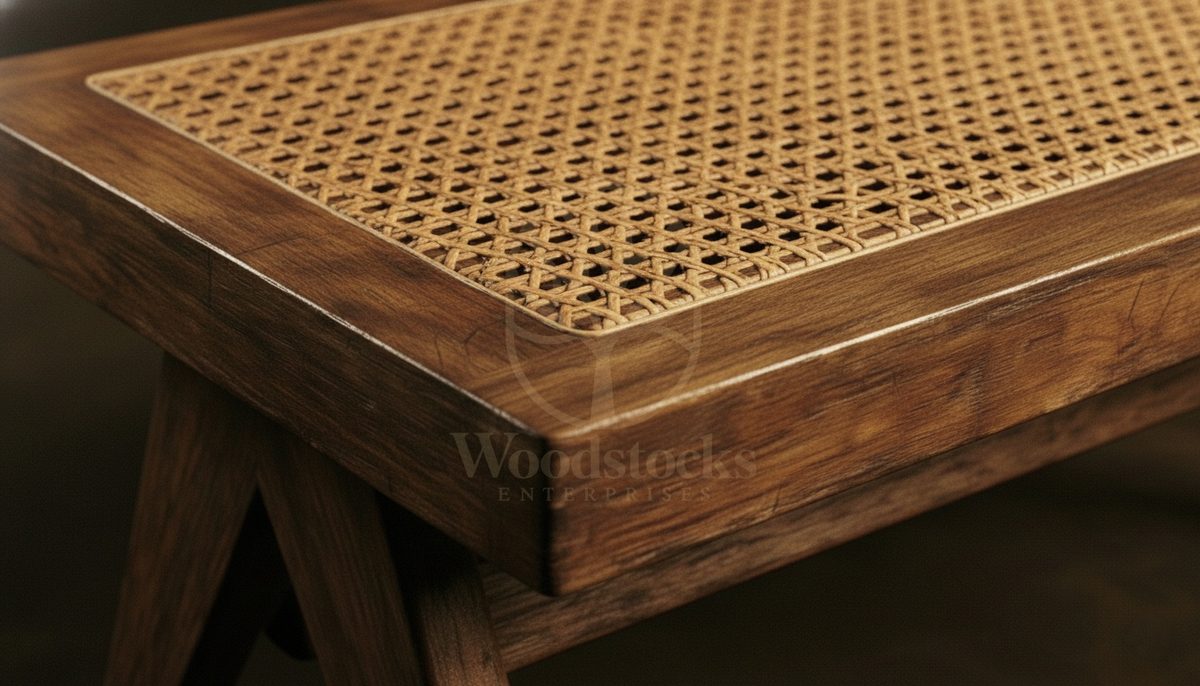 Luxury Teak Chandigarh Secretariat Cane-Top Coffee Table, Saharanpur, view 4