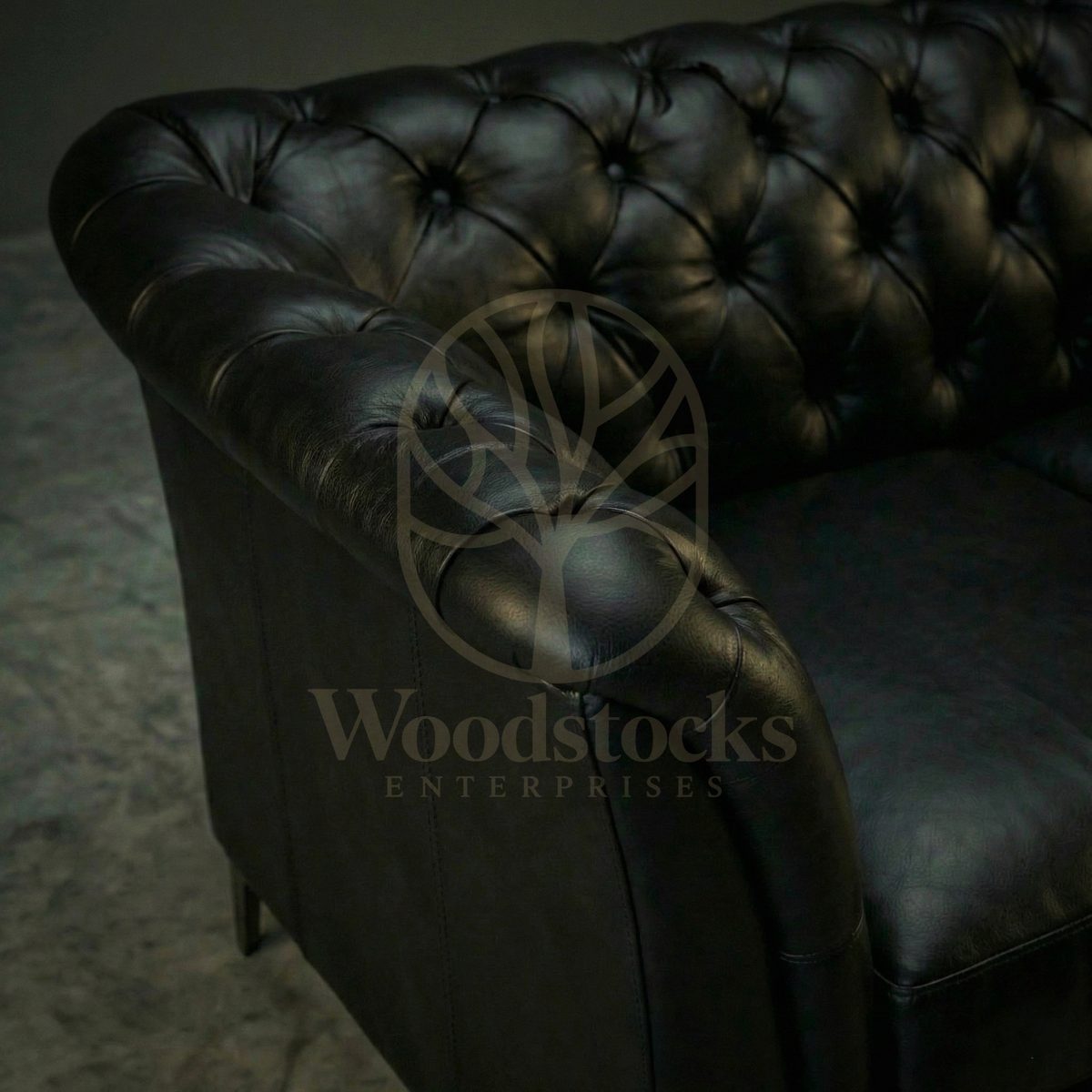 Luxury Teak St. James’s Club Modernist Chesterfield Sofa Set, Saharanpur, view 5