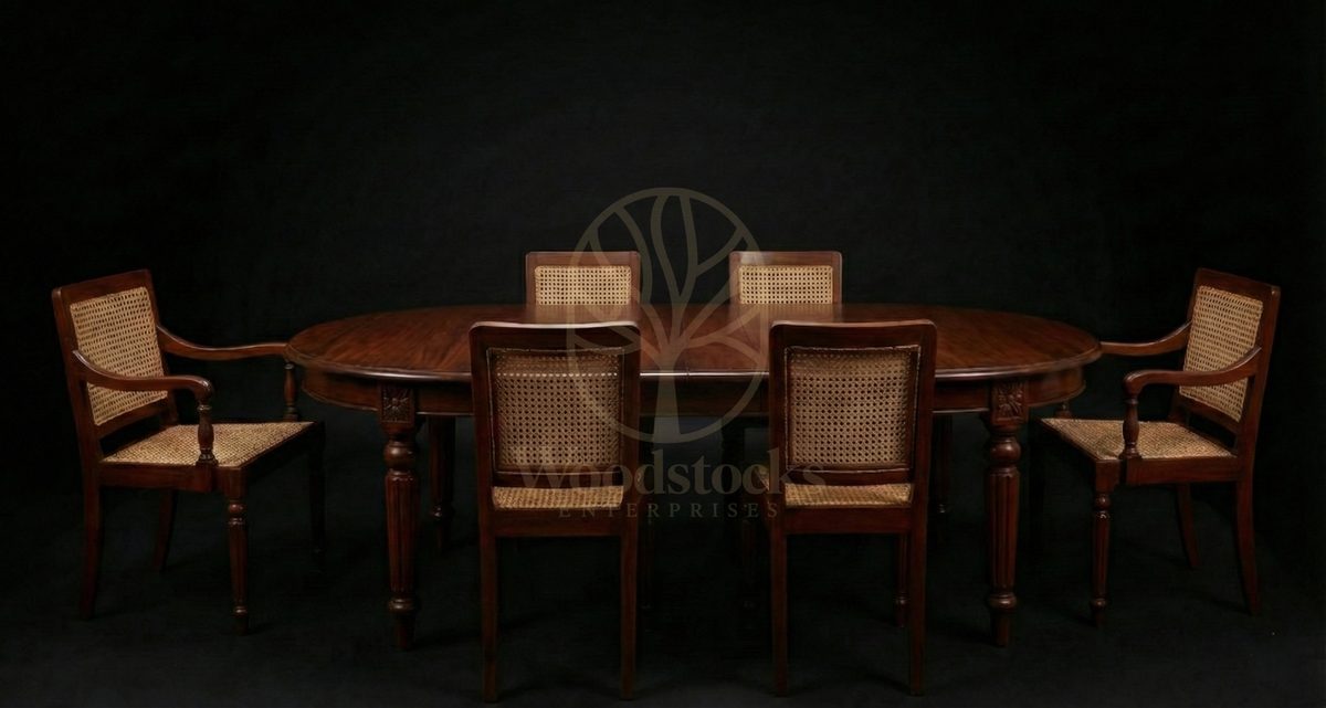 Royal Teak Calcutta Regency Salon Canework Dining Ensemble, Saharanpur, view 2