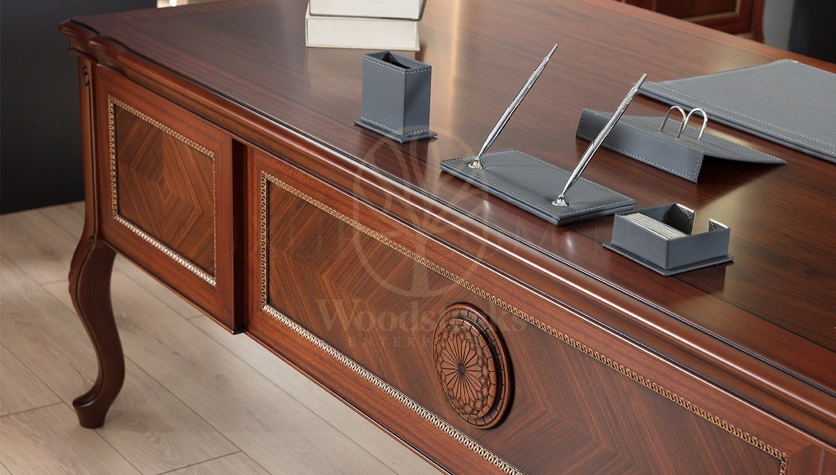 Royal Nizva Hand Carved Teak Office Table, Saharanpur, view 9