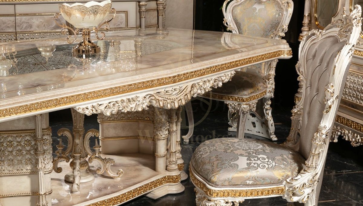 Royal Defne Hand Carved Teak Dining Table Set, Saharanpur, view 4