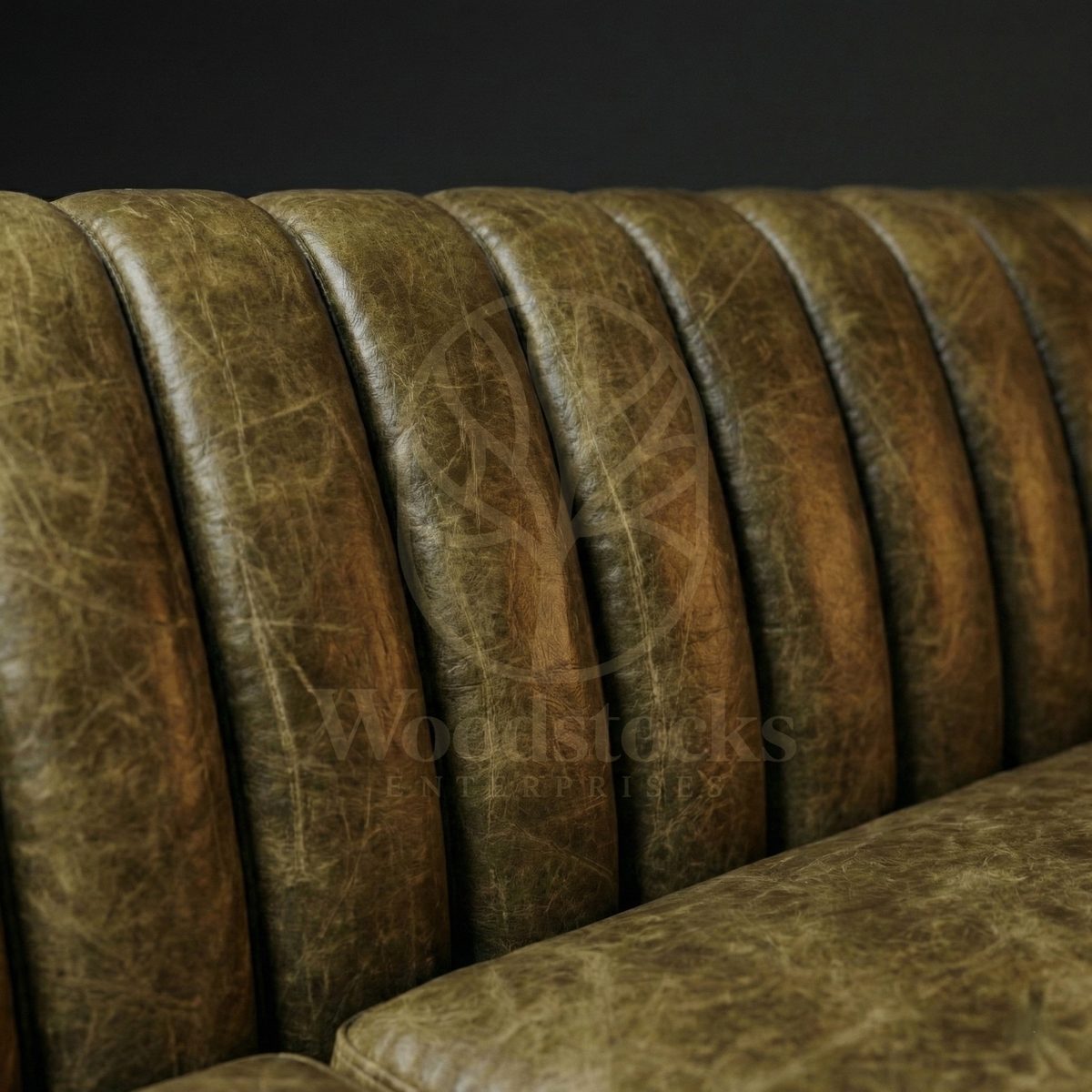 Luxury Teak Parma Atelier Channel Tufted Leather Sofa, Saharanpur, view 4
