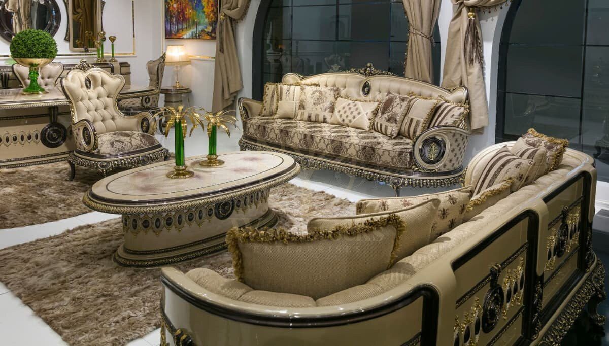 Royal Lotusa Hand Carved Teak Sofa Set III, Saharanpur, Sofa Set