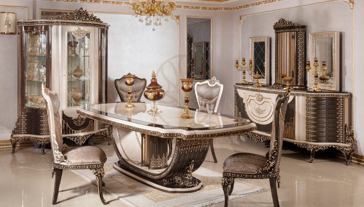 Royal Poltava Hand Carved Teak Dining Table Set, Saharanpur, Dining Table