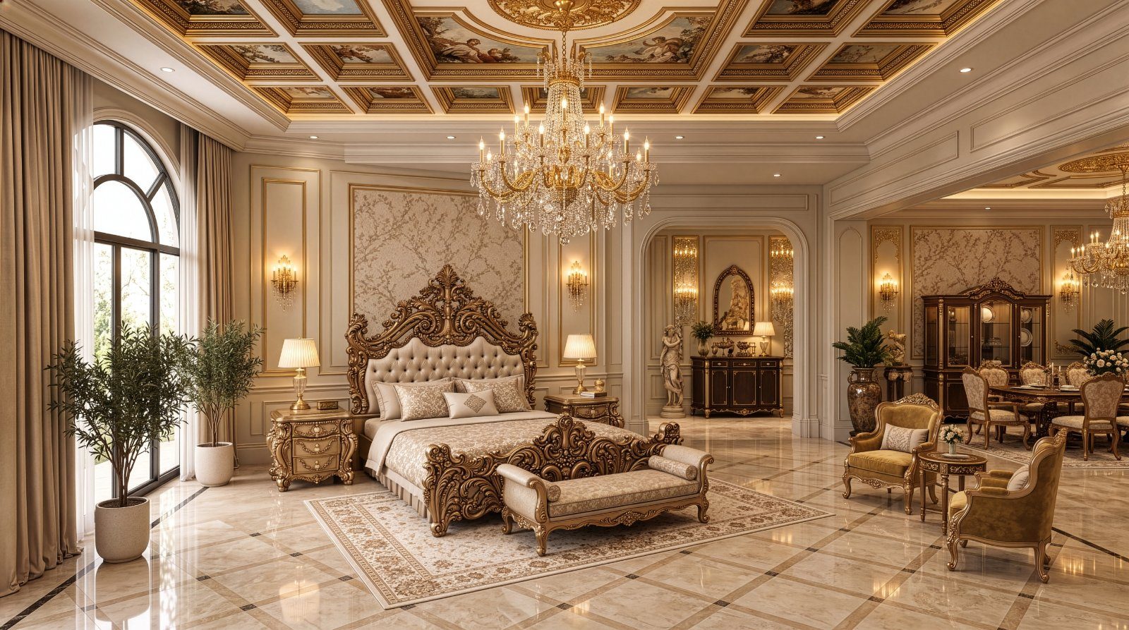 Maharaja Luxury Hand-Carved Teak King Bed III, hand-carved to order at the Woodstocks workshop in Saharanpur
