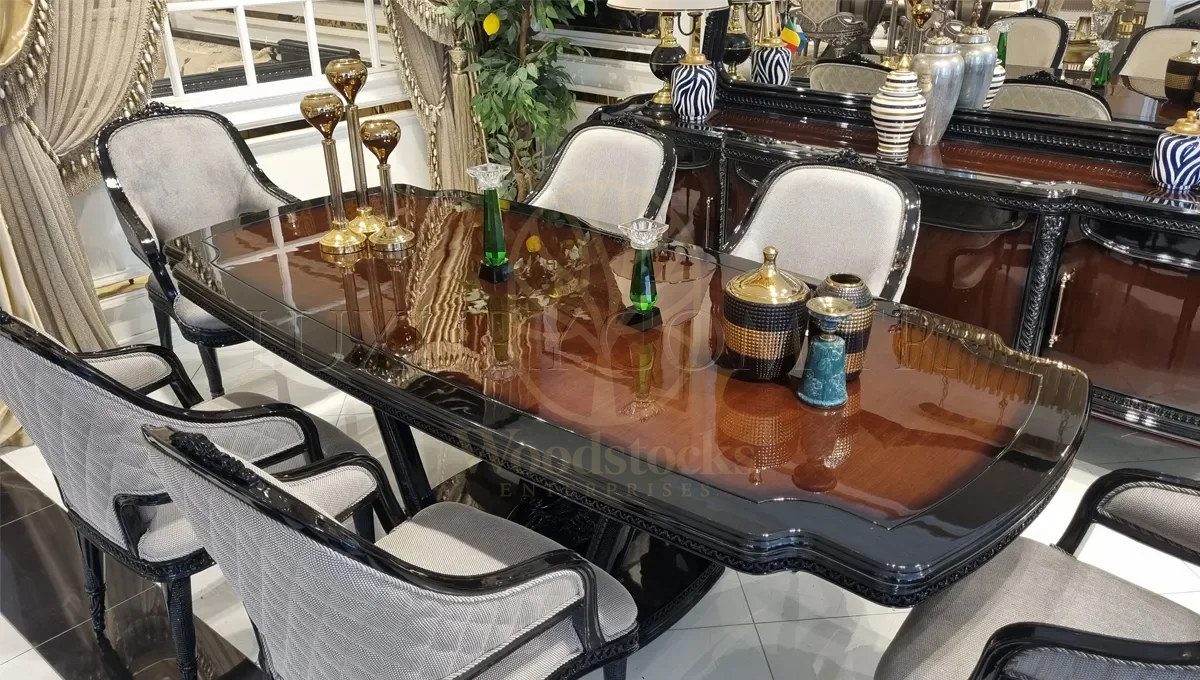 Royal Loren Hand Carved Teak Dining Table Set, Saharanpur, view 3
