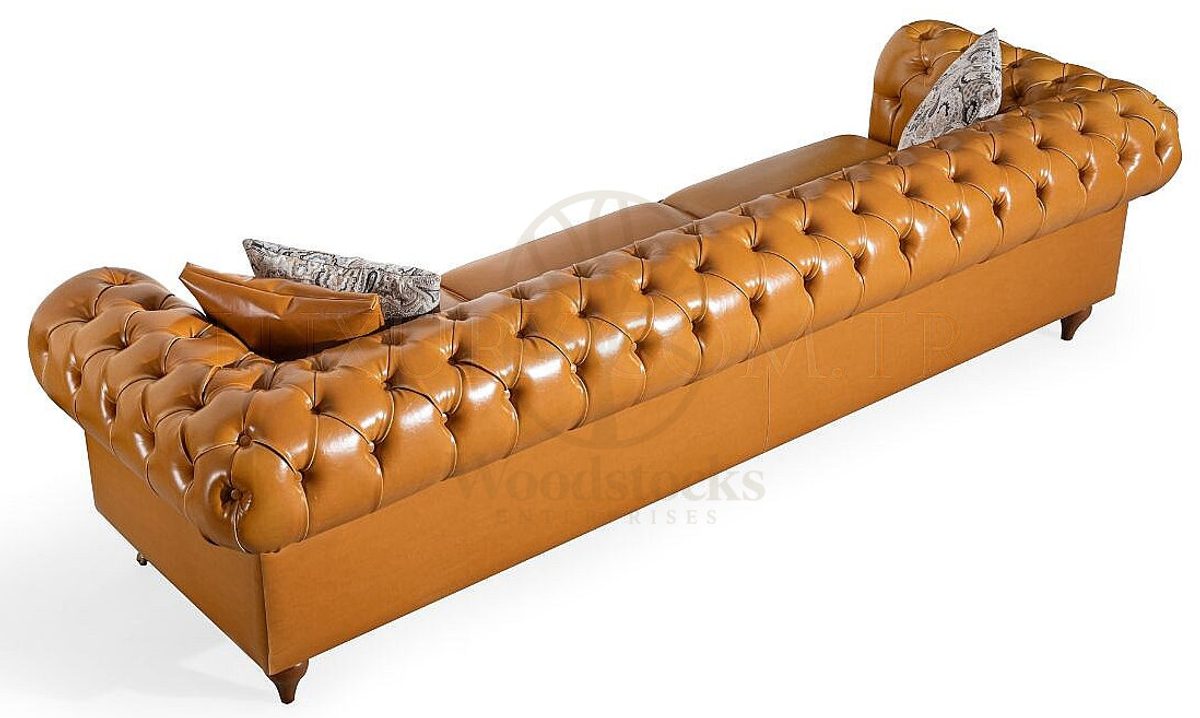 Royal Novante Chesterfield Leather Hand Carved Teak Sofa Set, Saharanpur, view 5