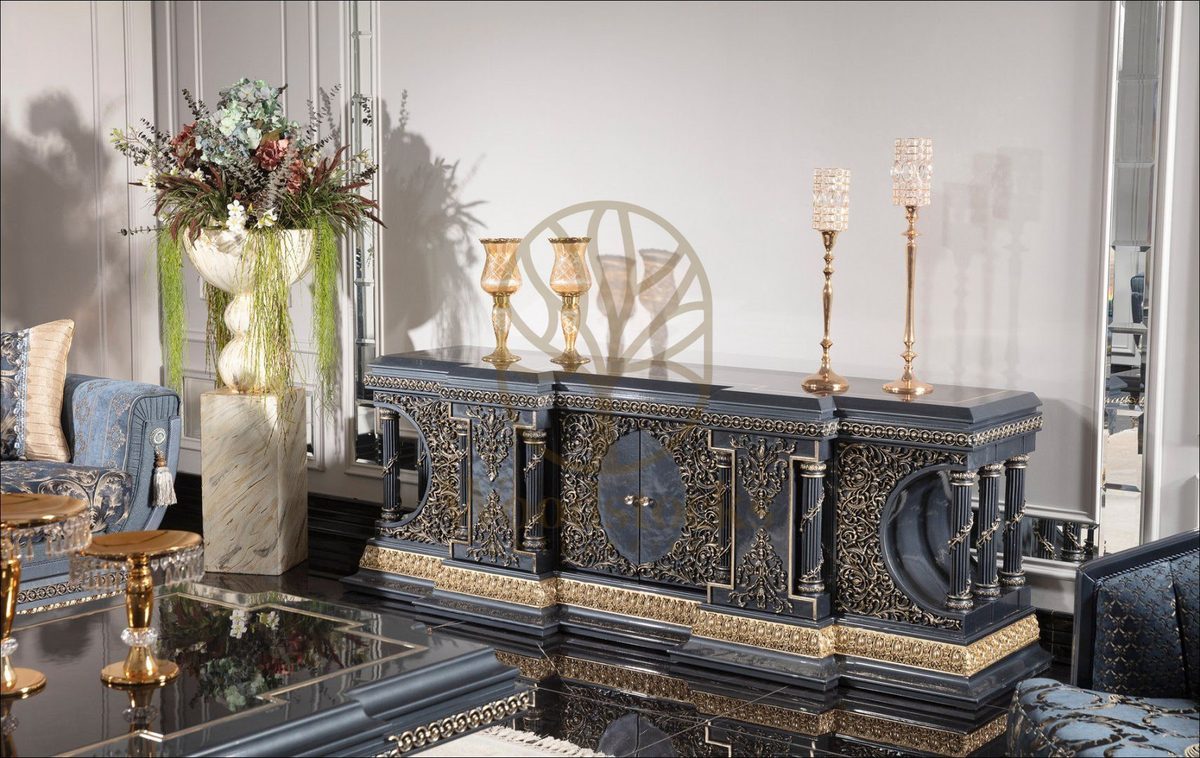 Teak Palace Blue and Gold TV Cabinet, TV Cabinet