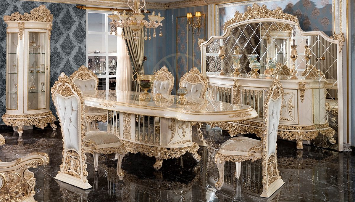 Royal Altay Hand Carved Teak Dining Table Set II, Saharanpur, Dining Table