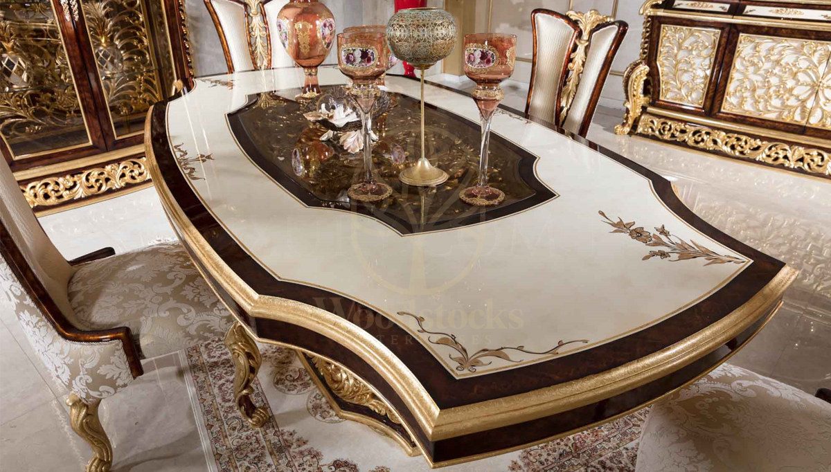 Royal Sultanzade Hand Carved Teak Dining Table Set, Saharanpur, view 2
