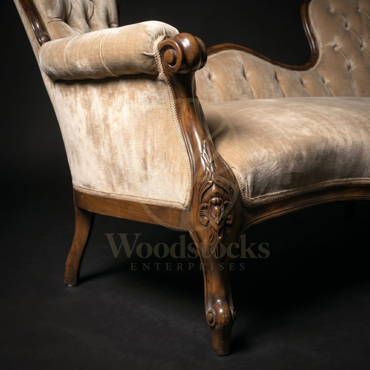 Royal Hand Carved Teak Victorian Rococo Revival Double-Back Settee, Saharanpur, view 3