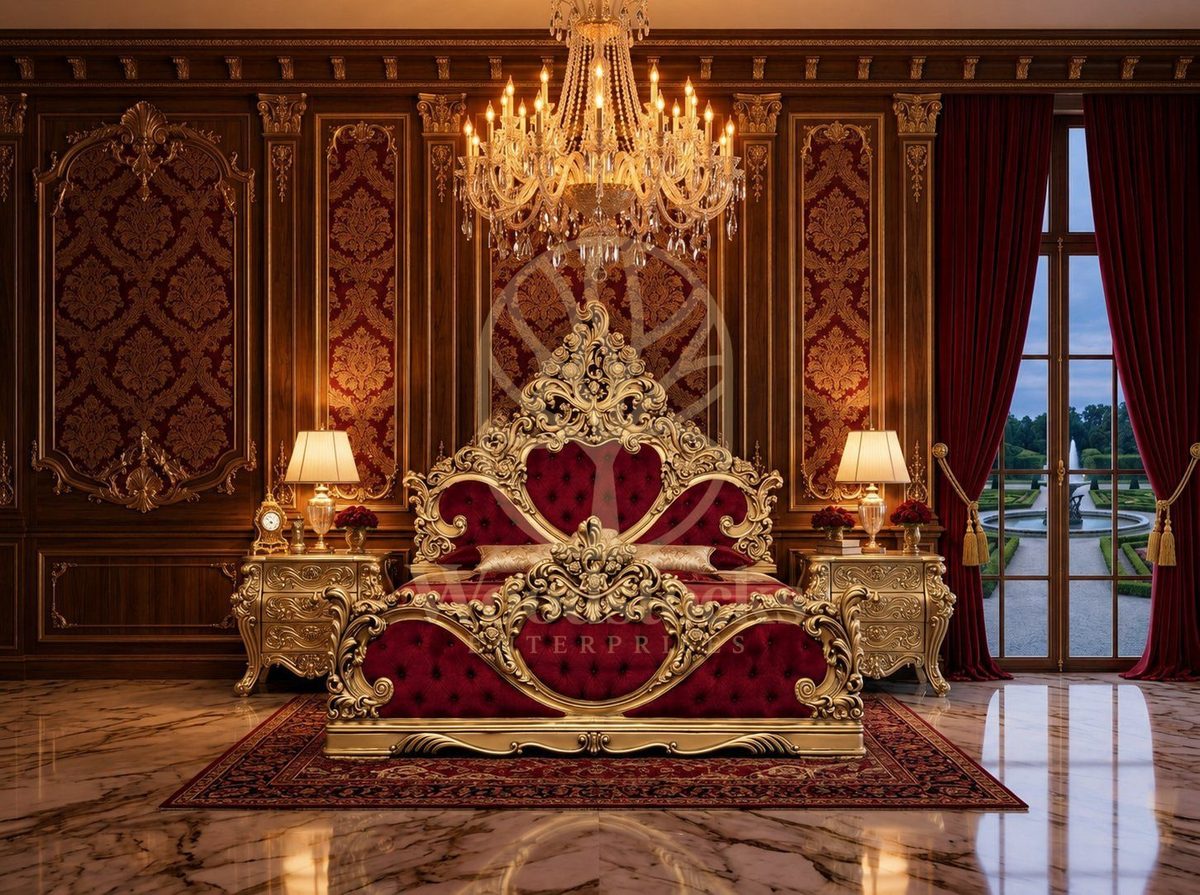Maharaja Heart-Shaped Carved King Size Bed, view 3