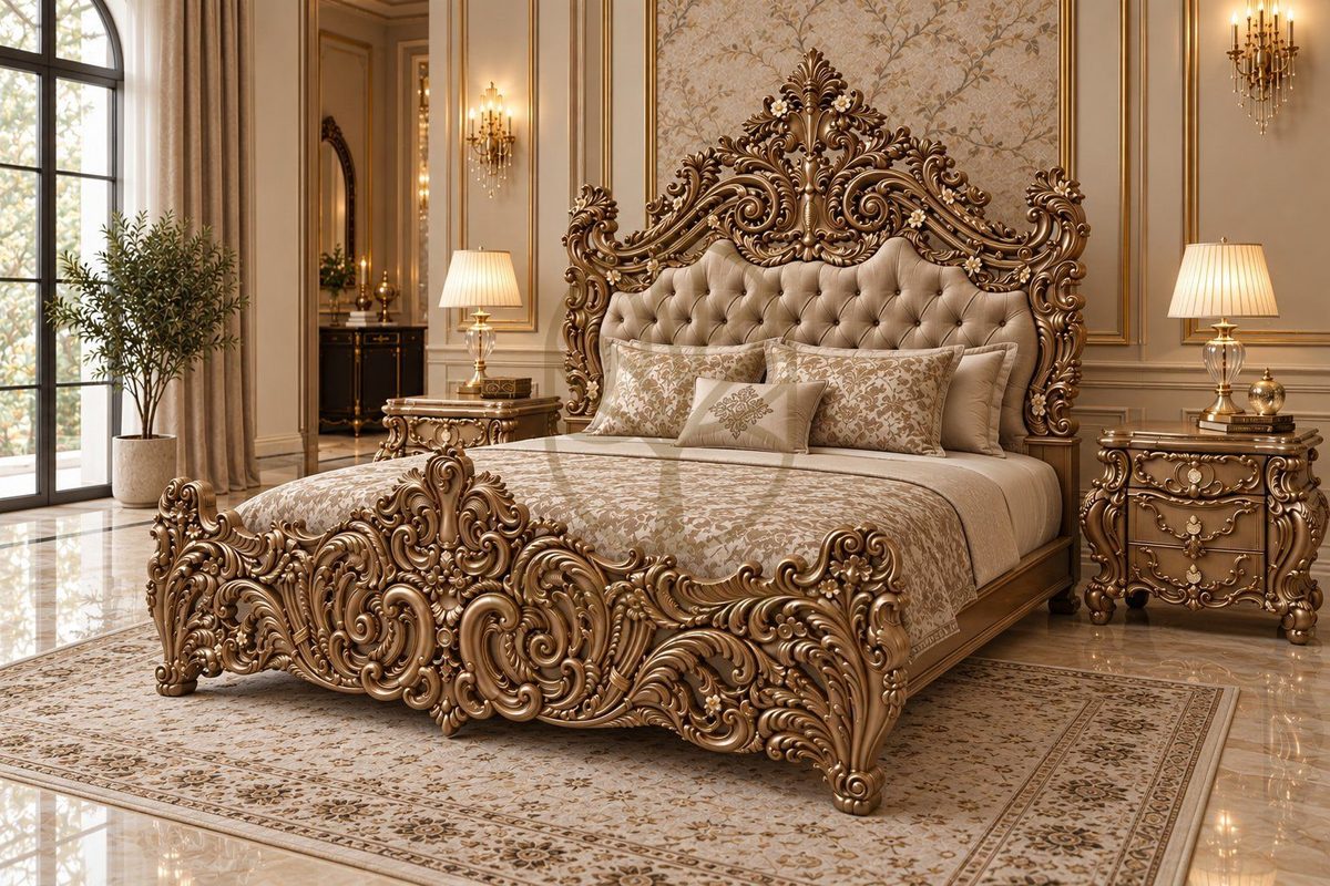 Maharaja Luxury Hand-Carved Teak King Bed III, view 6