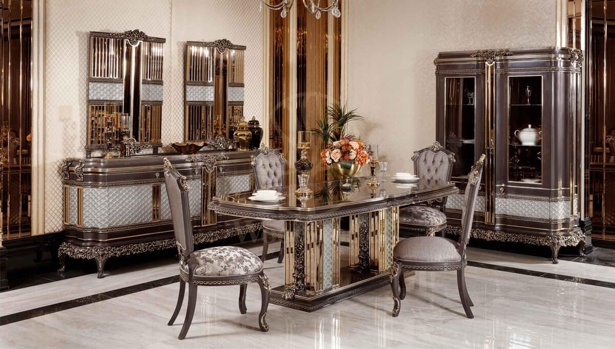 Royal Bergama Bronze Hand Carved Teak Dining Table Set, Saharanpur, Dining Table