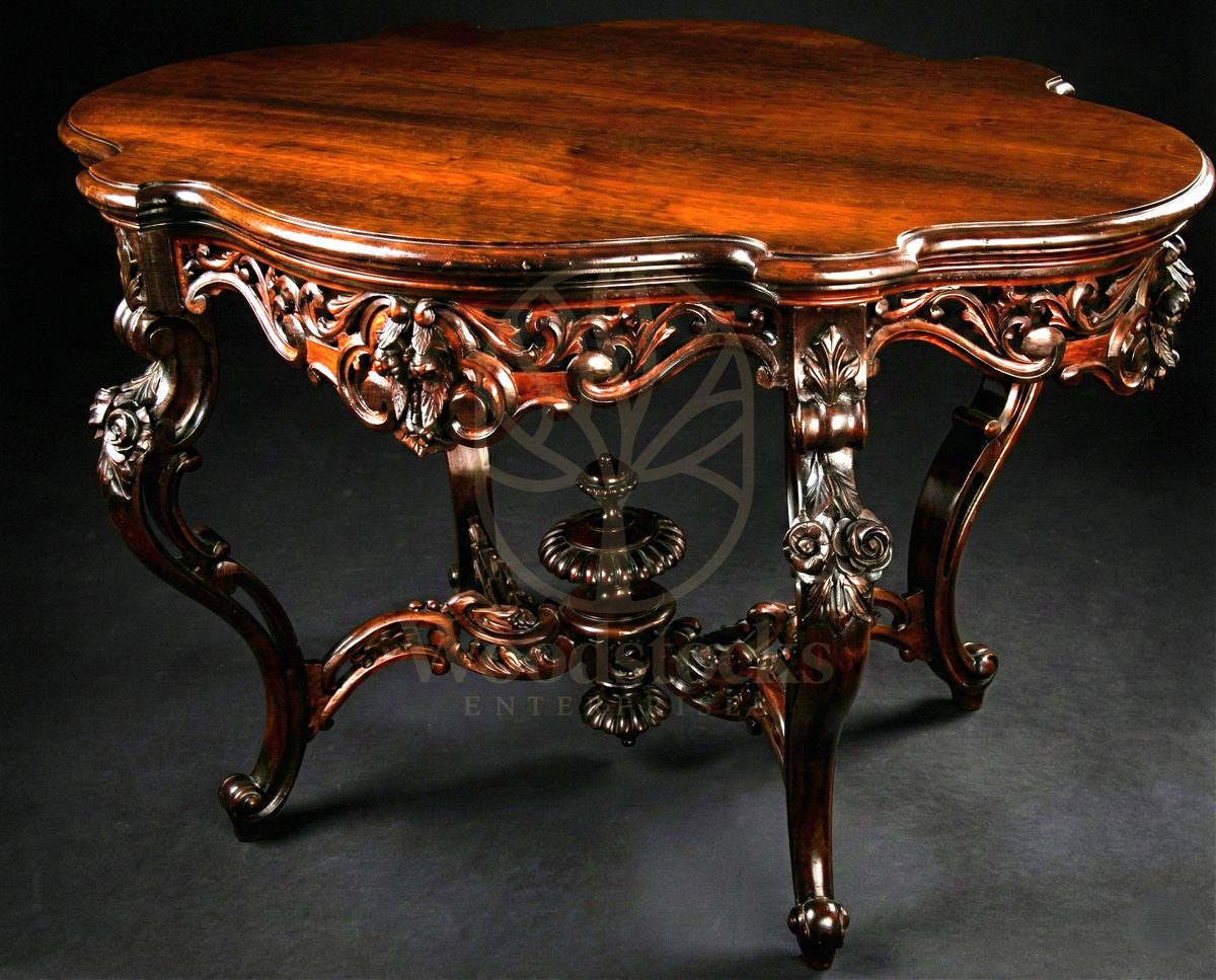 Royal Hand Carved Teak Windsor Rococo Revival Tea & Parlour Table, Saharanpur, view 3