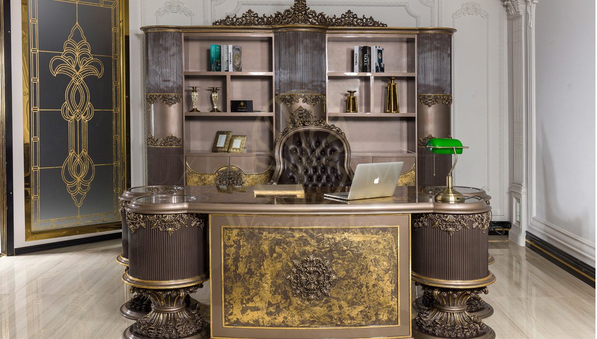 Royal Neova Hand Carved Teak Office Table, Saharanpur, view 9
