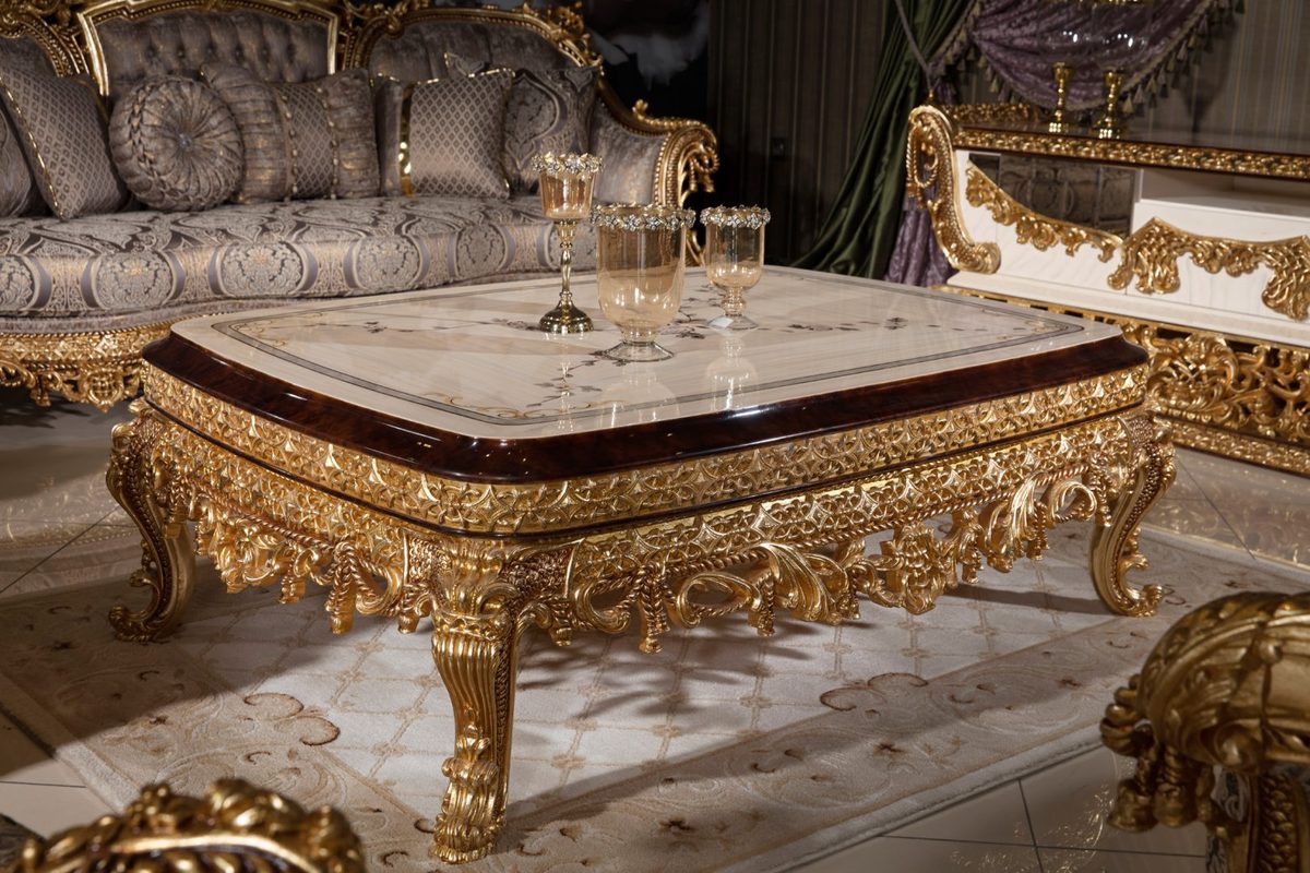 Teak Sovereign Antique Gold Center Table, Center Table