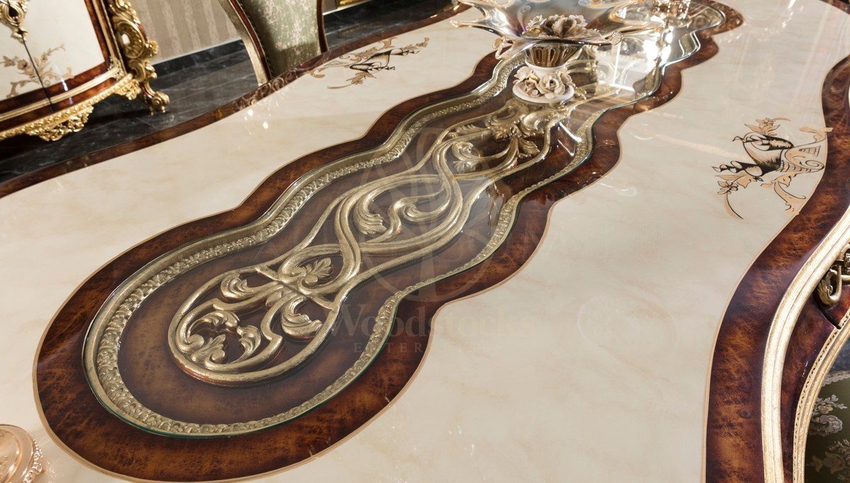 Royal Miresa Hand Carved Teak Dining Table Set, Saharanpur, view 10