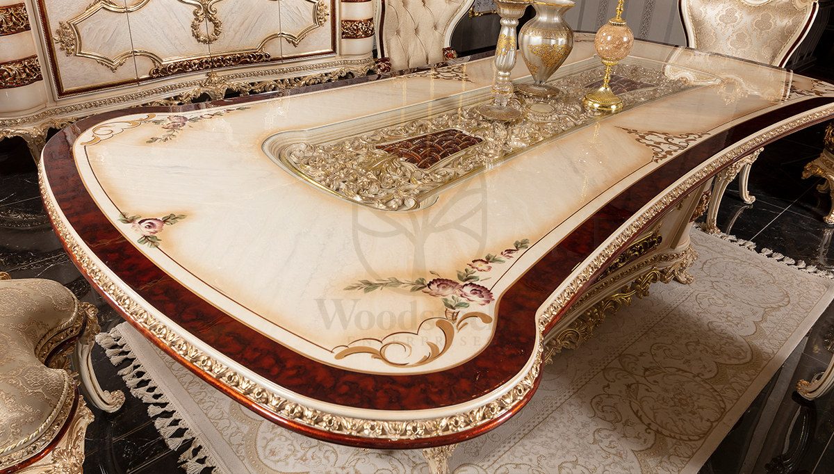 Royal Labros Hand Carved Teak Dining Table Set, Saharanpur, view 2