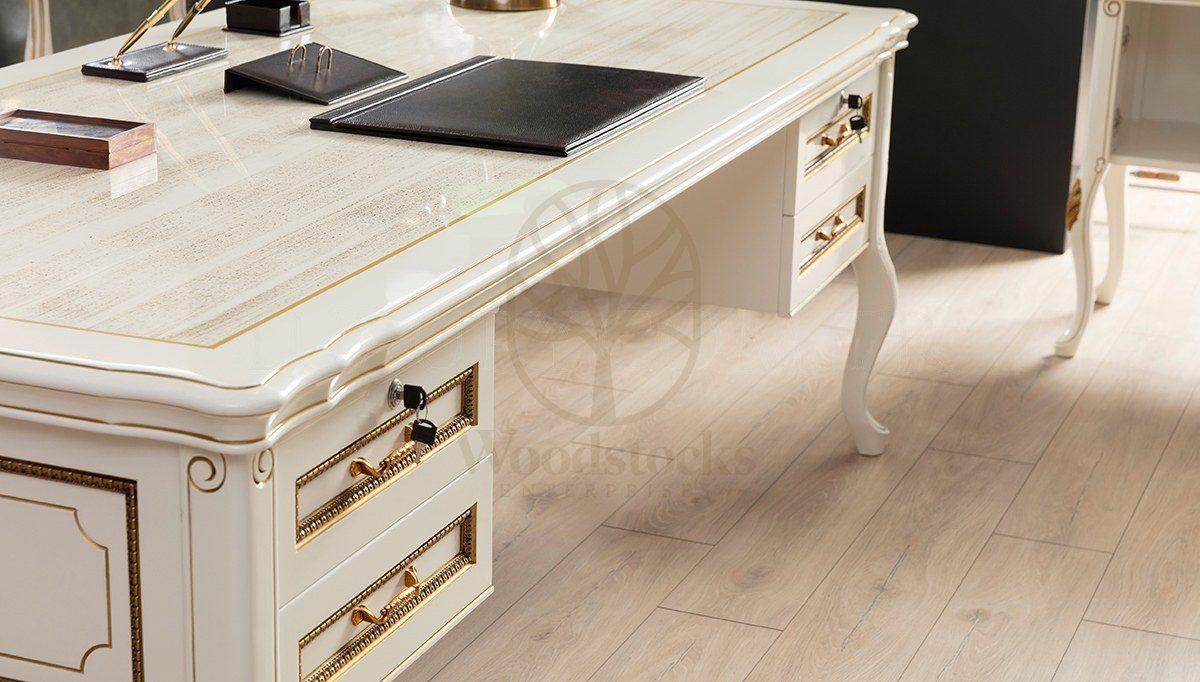 Royal Rumah Hand Carved Teak Office Table, Saharanpur, view 6