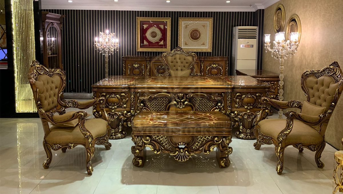Royal Saltanat Hand Carved Teak Office Table, Saharanpur, Office & Study Table