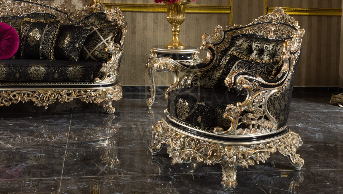 Royal Altay Black Hand Carved Teak Sofa Set II, Saharanpur, view 6