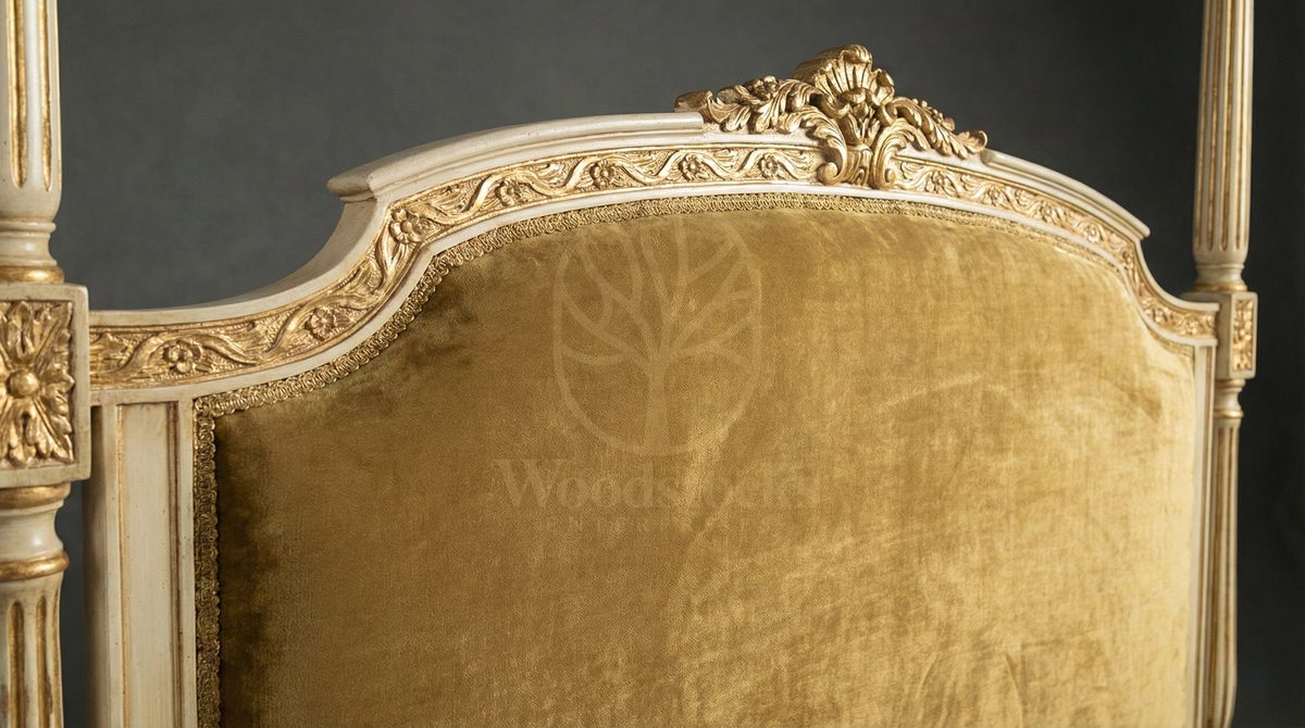Royal Hand Carved Teak Bordeaux Intendant’s House Four Poster Bed, Saharanpur, view 3