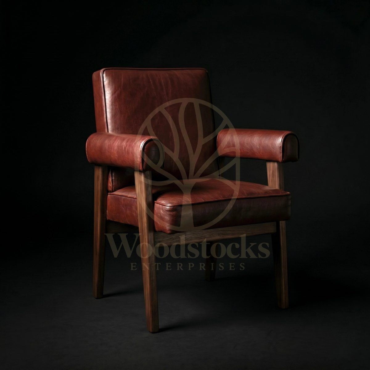 Luxury Teak PJ Modernist Leather Armchair, Saharanpur, Living Room Chair