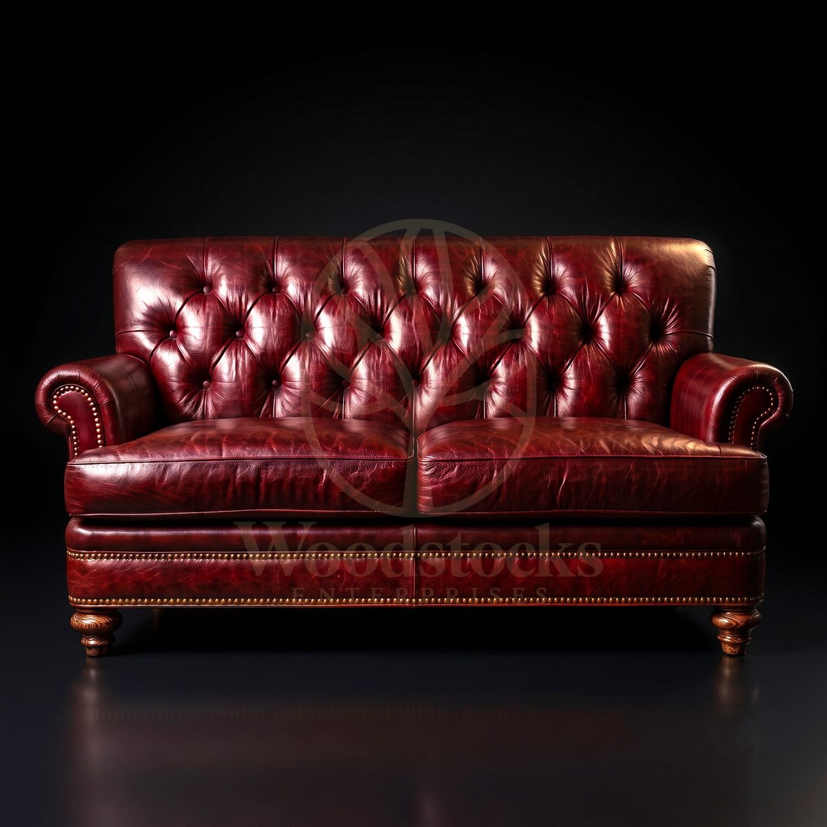 Luxury Teak Lincoln's Inn Chambers Oxblood Leather Loveseat, Saharanpur, Sofa Set
