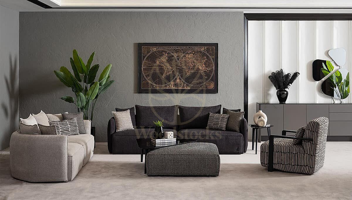 Luxury Arvento Grey Handcrafted Teak Sofa Set, Saharanpur, view 6