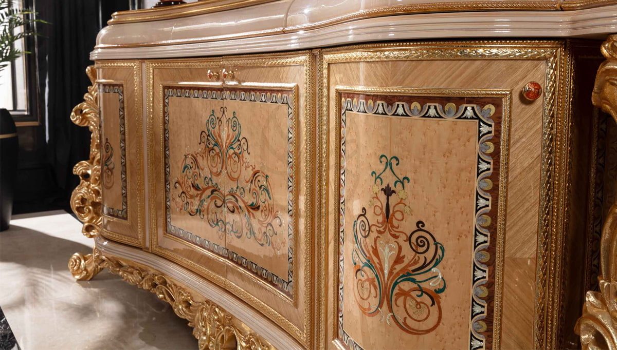 Royal Panamera Cream Hand Carved Teak Dining Table Set, Saharanpur, view 5