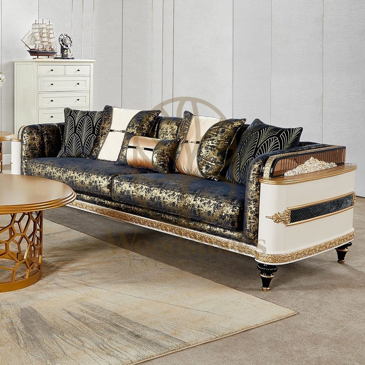 Teak Luxury Gold Sofa Set II, Sofa Set