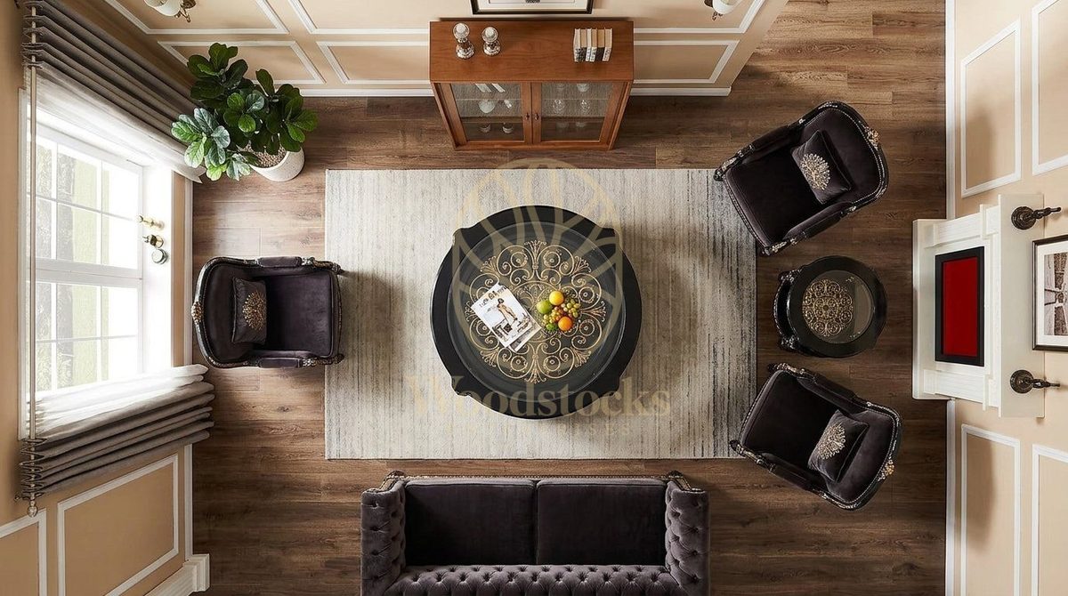 Teak European Black Enamel Coffee Table, view 6