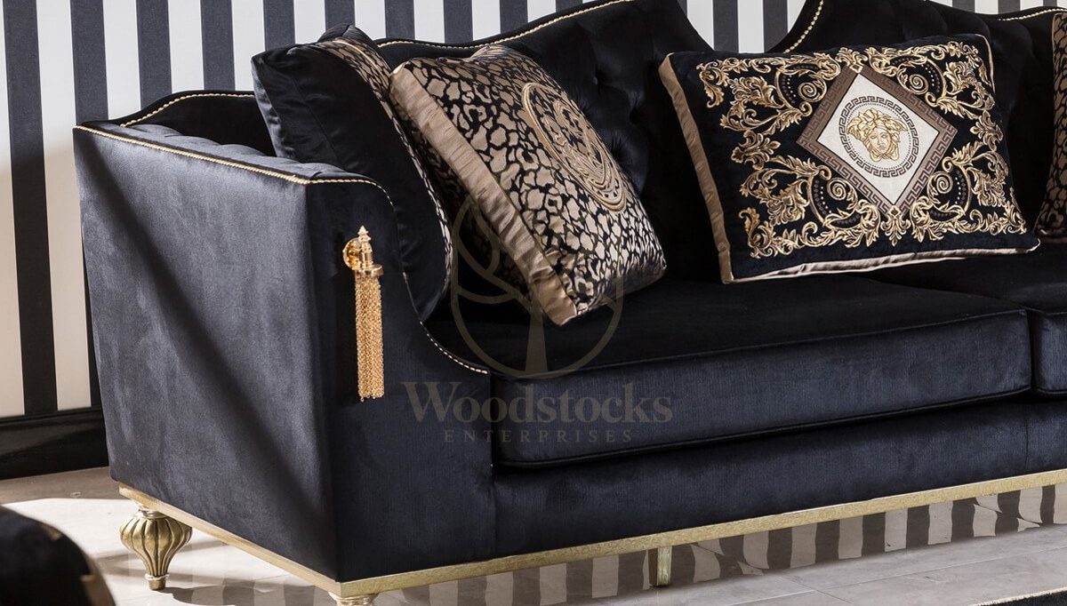 Luxury Kostende Black Handcrafted Teak Sofa Set, Saharanpur, view 3