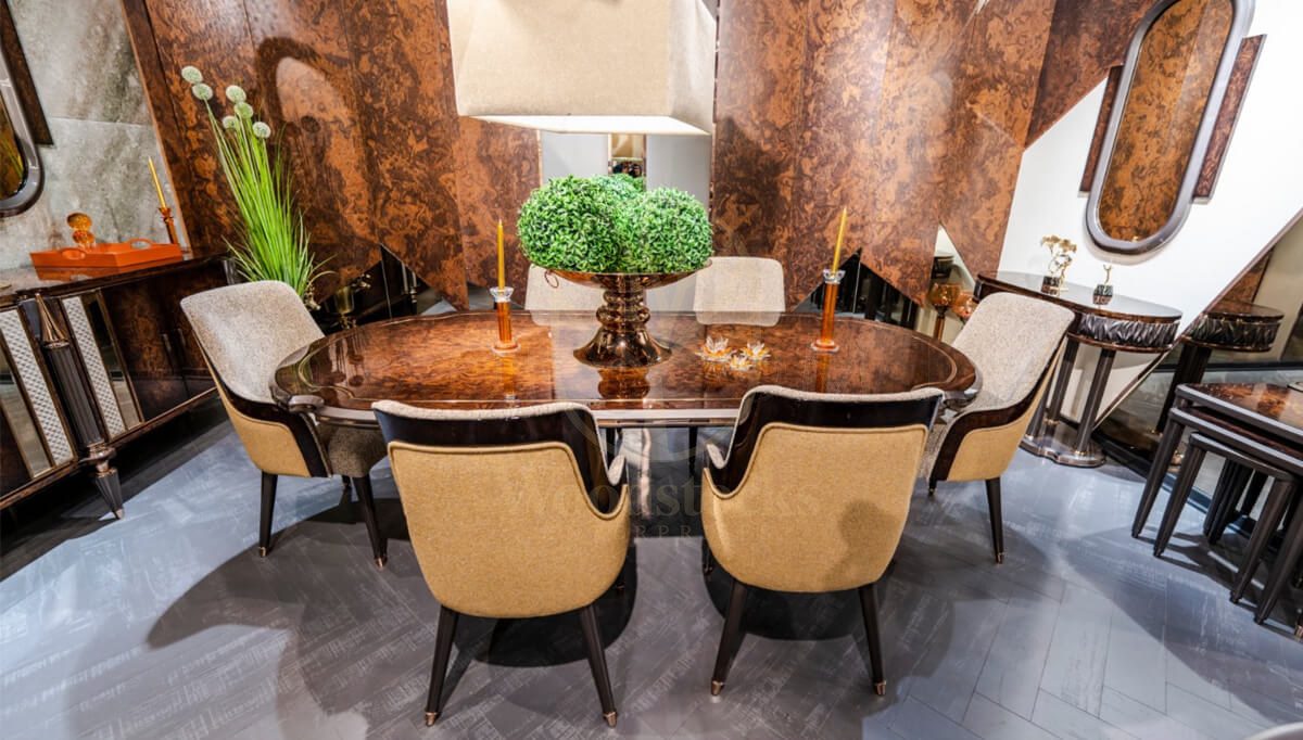 Luxury Bkirmizia Handcrafted Teak Dining Table Set, Saharanpur, view 4