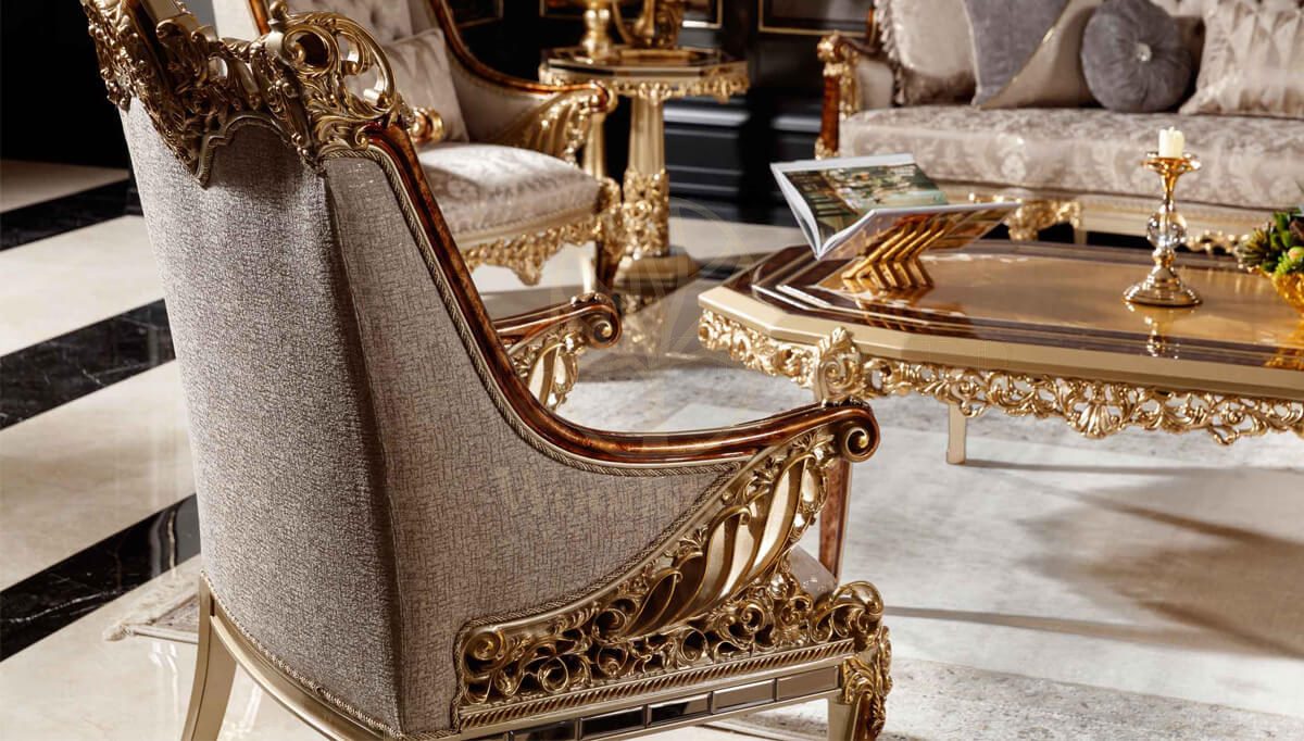 Royal Hamidiye Bronze Hand Carved Teak Sofa Set, Saharanpur, view 4