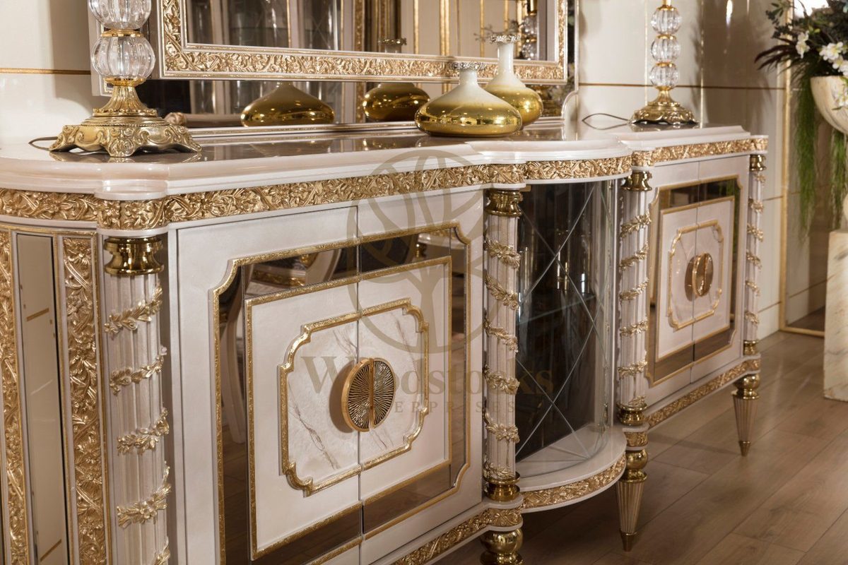 Teak Sarina Cream and Gold Console Table, alternate view