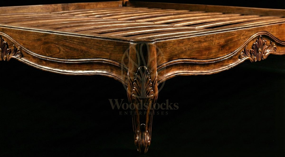 Royal Hand Carved Teak Faubourg Saint-Antoine Cane Bed, Saharanpur, view 4