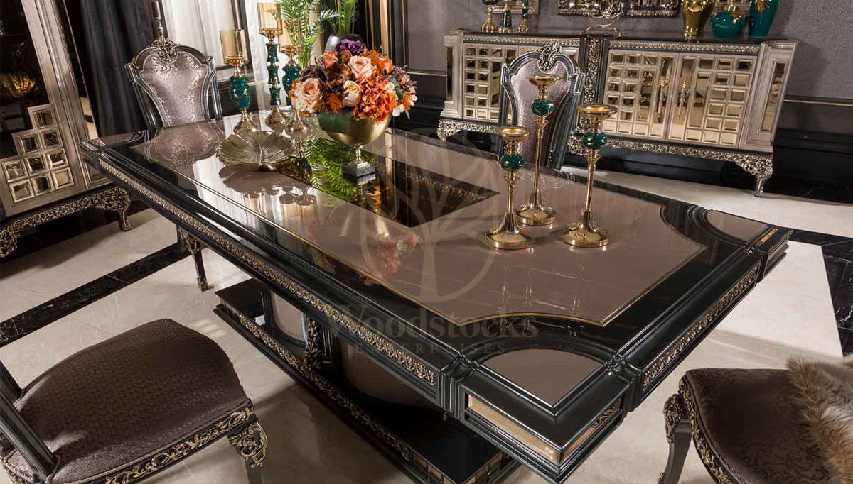 Royal Esterosa Hand Carved Teak Dining Table Set, Saharanpur, view 3