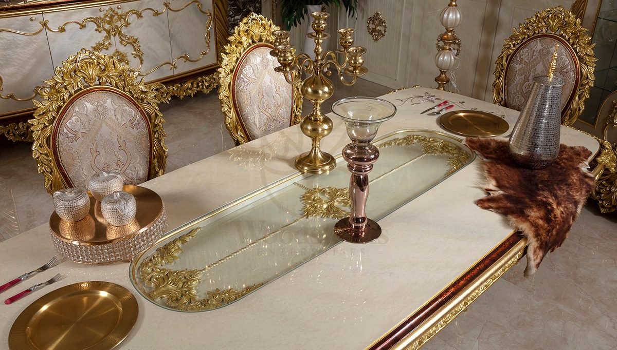 Royal Fenoras Hand Carved Teak Dining Table Set, Saharanpur, view 2