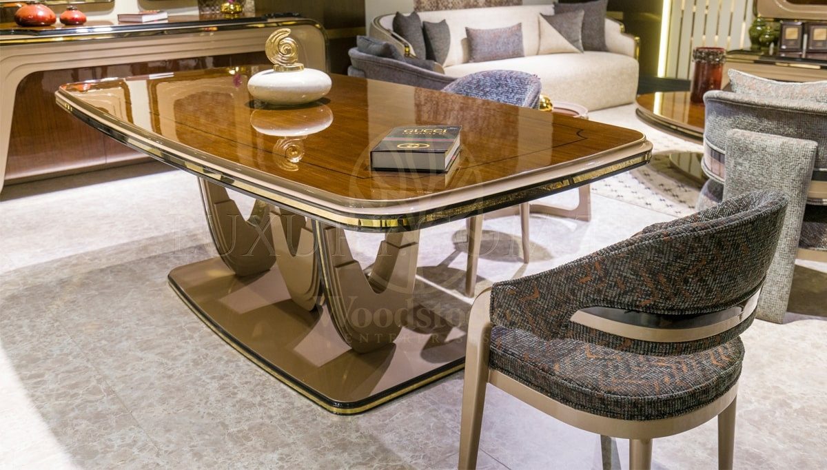 Luxury Luna Handcrafted Teak Dining Table Set, Saharanpur, view 4